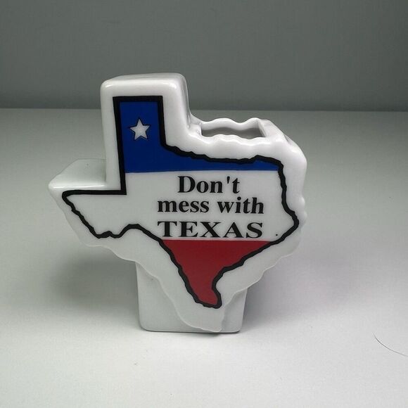 1980’s Don't Mess With Texas Ceramic Bud Vase 3D State Flag - Picture 1 of 9